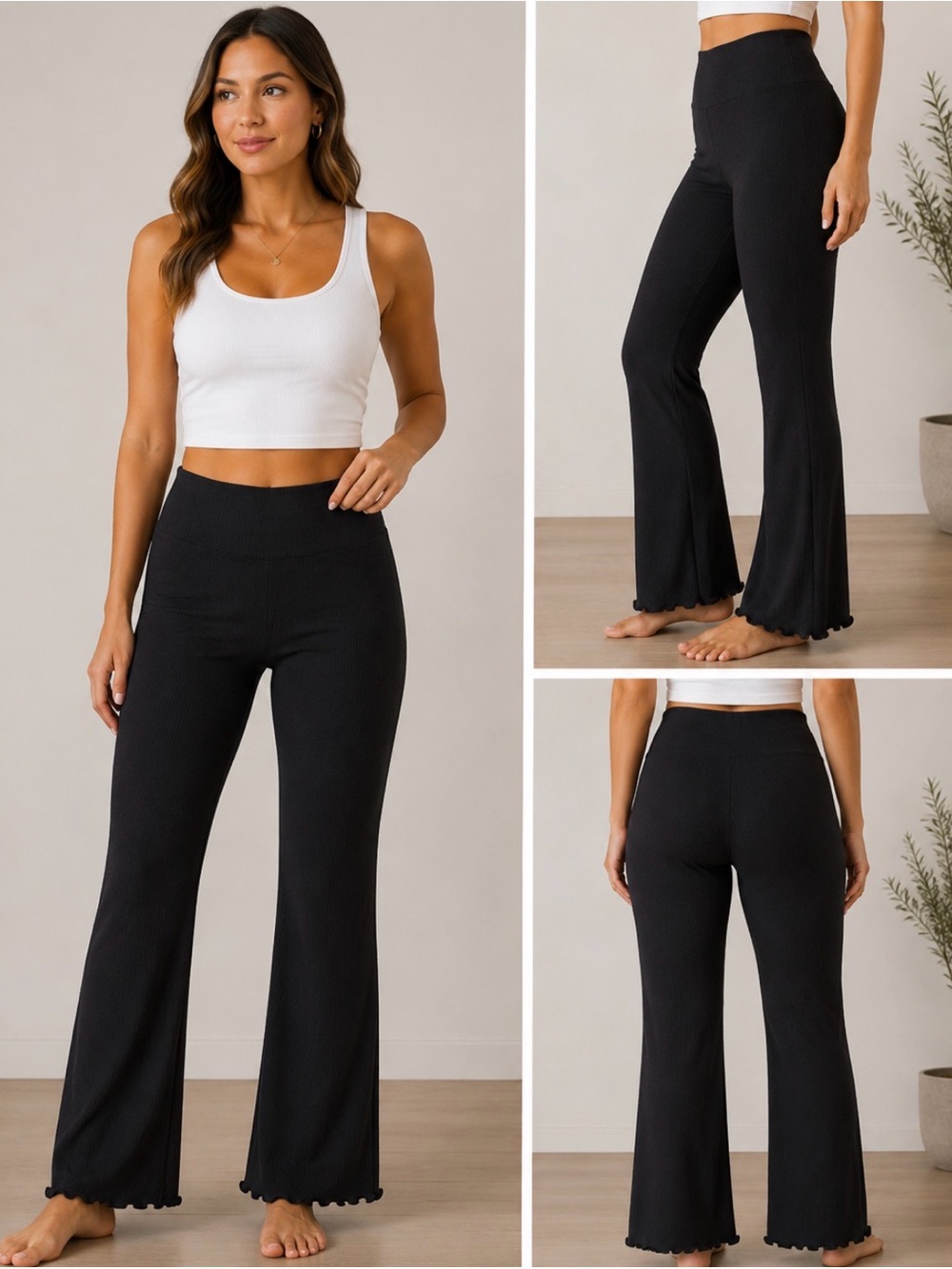No Boundaries Black High-Waist Wide Leg Lounge Pants,Size Large